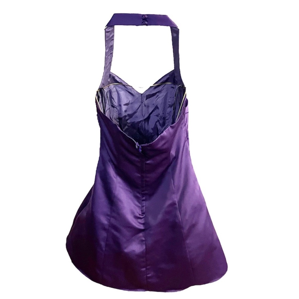 Vintage Roberta purple halterneck prom homecoming dress size 9/10 - Picture 2 of 5